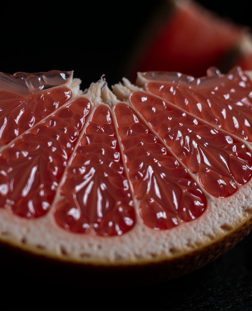 Satin finish macro of sliced citrus
