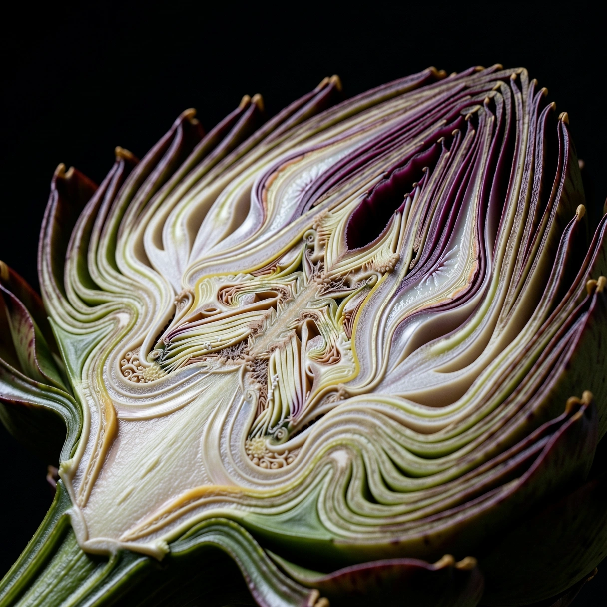 Detailed texture of a raw artichoke